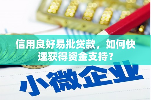 灌阳信用良好易批贷款，如何快速获得资金支持？