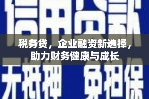 白碱滩税务贷，企业融资新选择，助力财务健康与成长